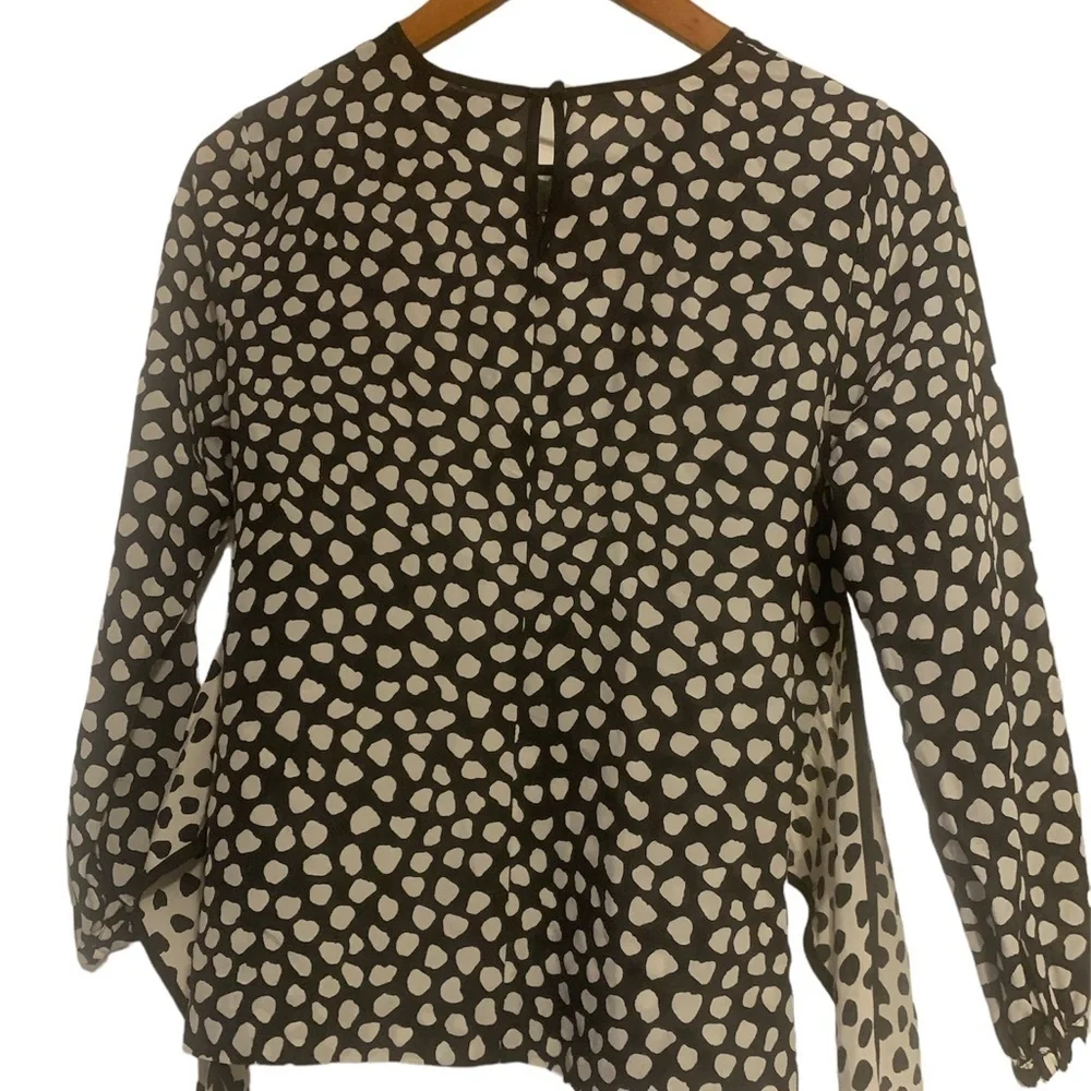 J. Crew Size 00P polka dot tie 100% silk blouse
